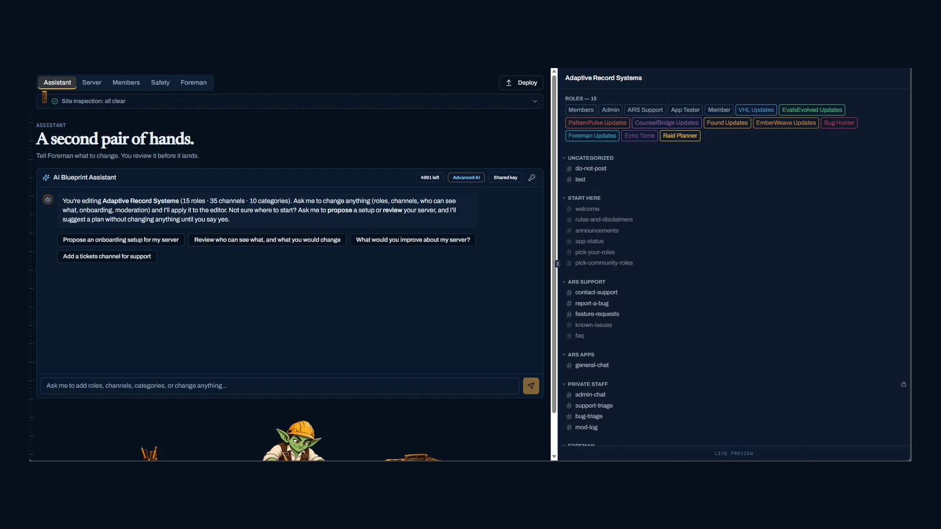 Foreman's Builder with the AI Assistant